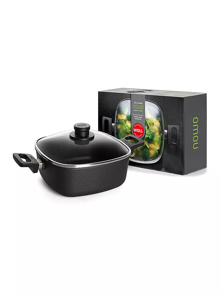 WOLL | Cacerola con tapa de cristal NOWO 24x24cm/4l Antiadherente | Negro