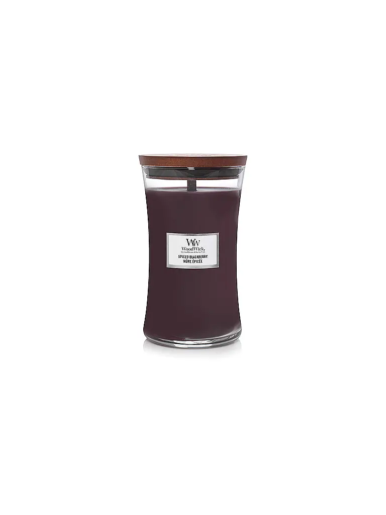 WOODWICK | Vela de reloj de arena con mecha crepitante 610g Large Spided Blackberry | Lila
