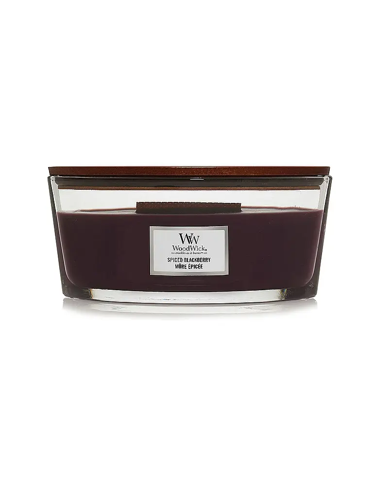 WOODWICK | Vela Elíptica con Mecha Crepitante 454g Spiced Blackberry | Lila