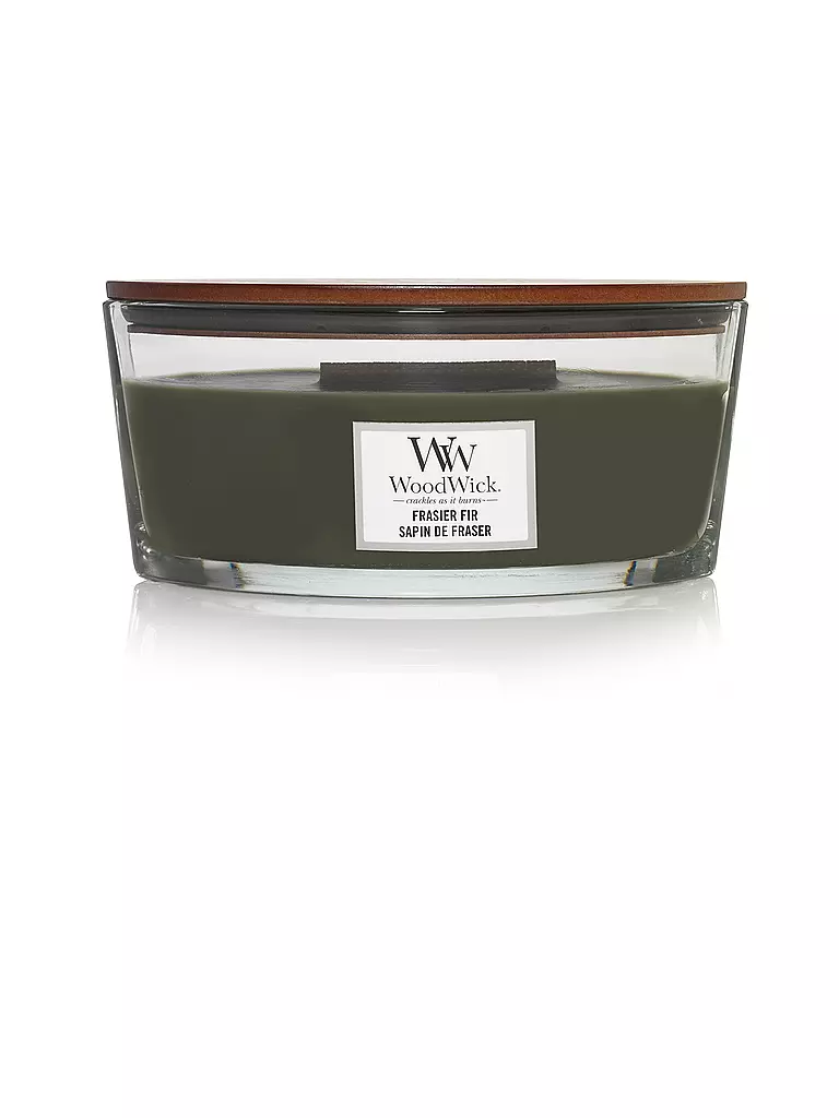 WOODWICK | Vela perfumada con mecha crepitante ELLIPSE 454g Frasier Fir | Verde oscuro