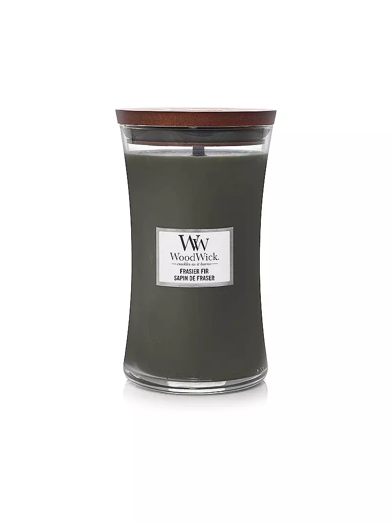 WOODWICK | Vela perfumada con mecha crepitante SANDUHR Large 610g Frasier Fir | Verde oscuro