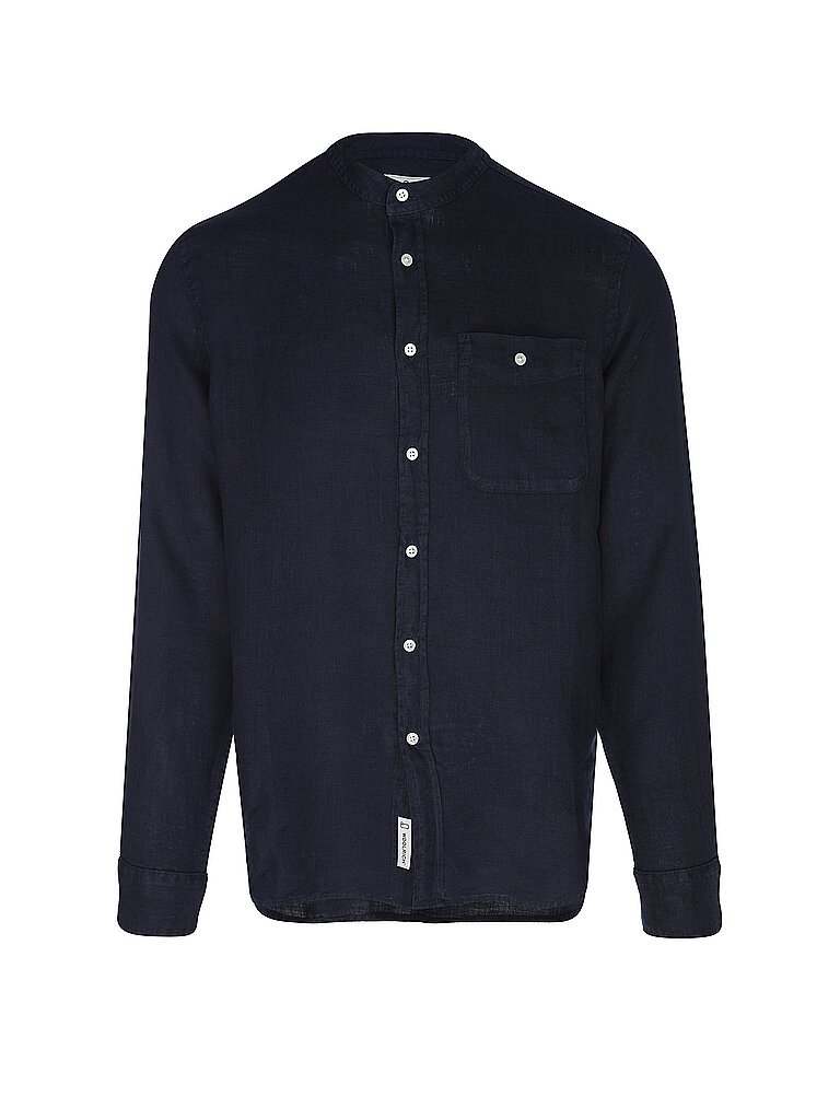 Leinenhemd Regular Fit azul oscuro S