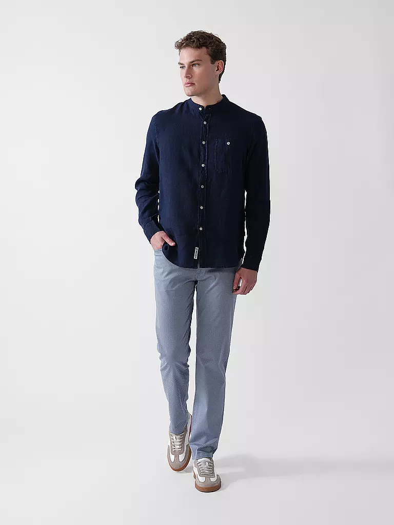 WOOLRICH | Camisa de lino corte regular | Azul oscuro