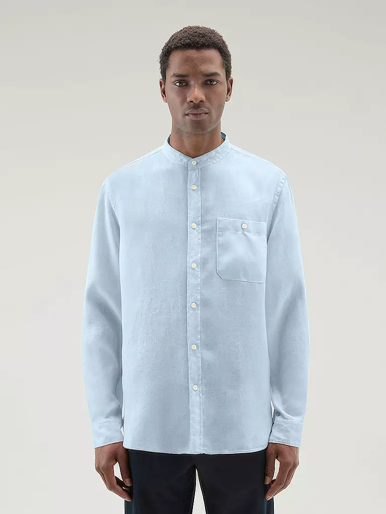 WOOLRICH | Camisa de lino corte regular | Azul claro