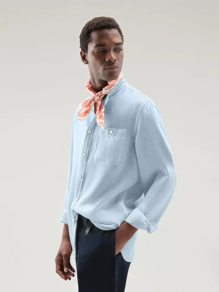 WOOLRICH | Camisa de lino corte regular | Azul claro