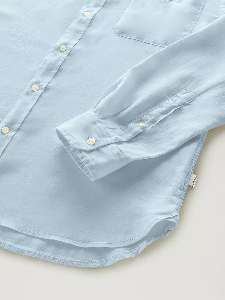 WOOLRICH | Camisa de lino corte regular | Azul claro