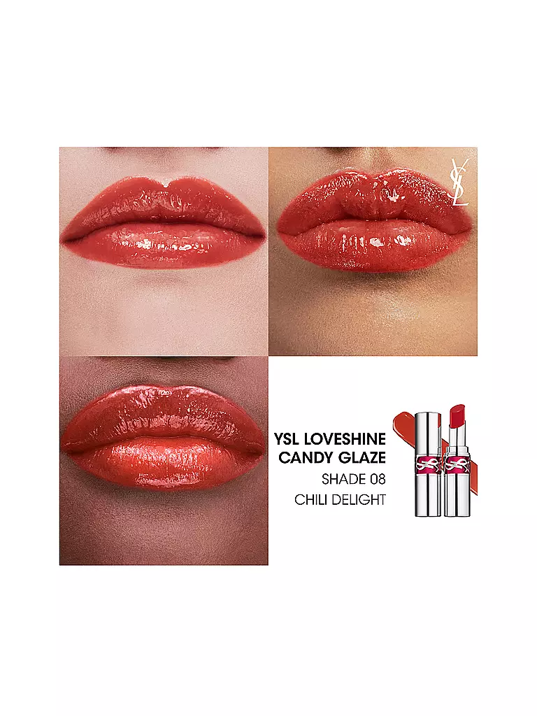 YVES SAINT LAURENT | Loveshine Candy Glaze Barra de brillo de labios (8 Chili Delight) | 