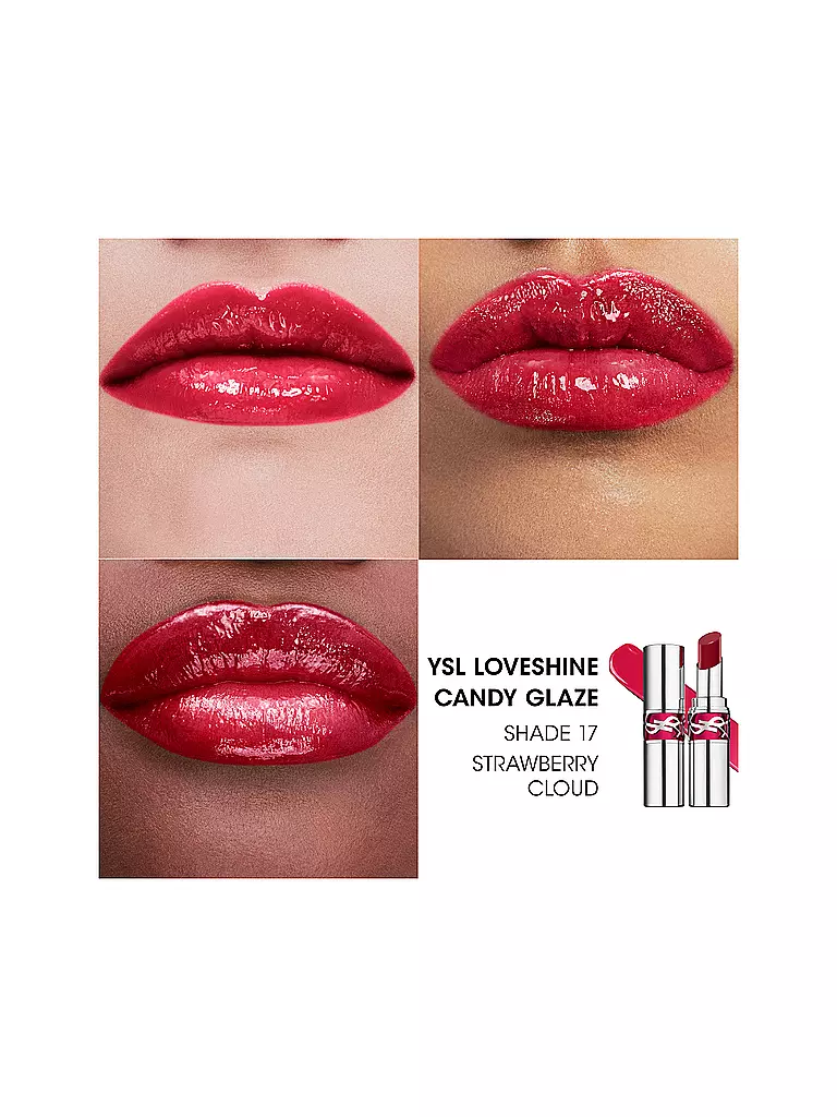 YVES SAINT LAURENT | Loveshine Candy Glaze Barra de Labios con Brillo (17 Strawberry Cloud) | Rosa