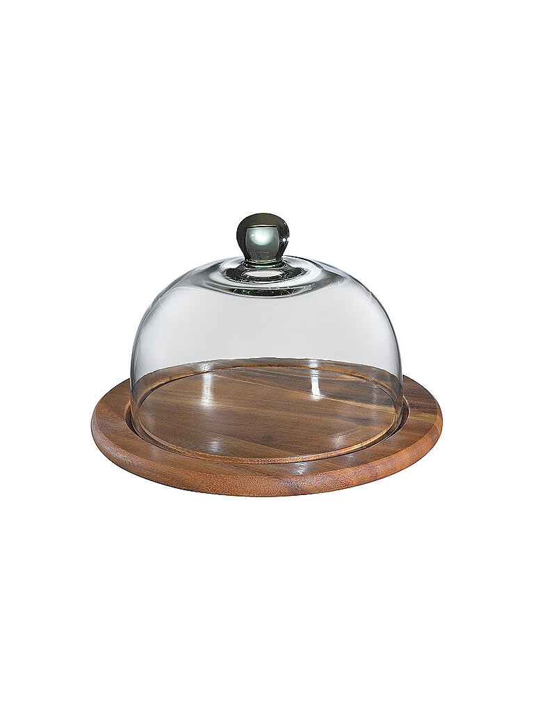 Campana de queso con tapa de cristal acacia 25cm marrón