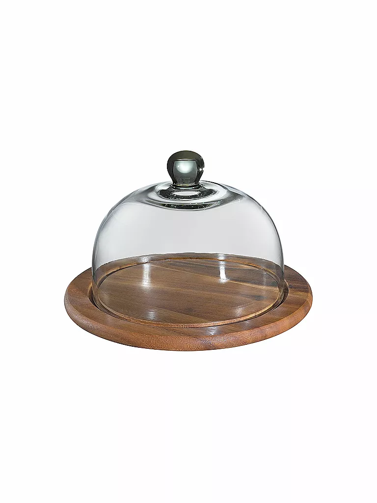 ZASSENHAUS | Campana de queso con tapa de cristal acacia 25cm | Marrón