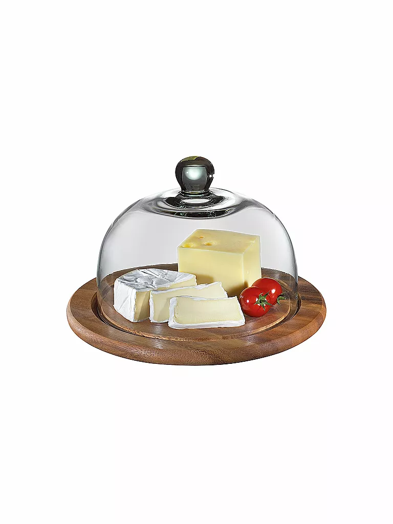 ZASSENHAUS | Campana de queso con tapa de cristal acacia 25cm | Marrón