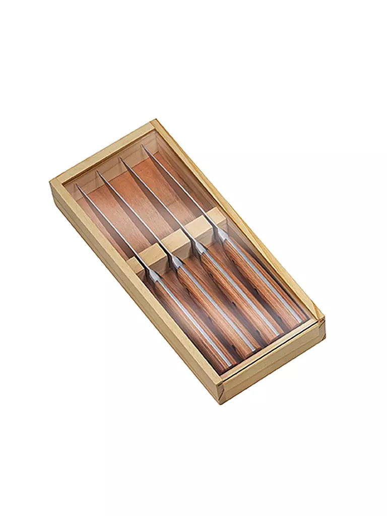 ZASSENHAUS | Juego de 4 cuchillos para carne de madera de pakka | Marrón