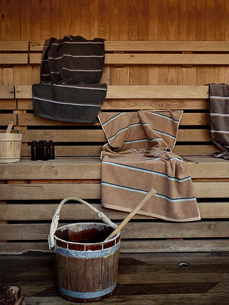 ZONE DENMARK | Toalla de ducha SAUNA 70x140cm Camel/Azul Hielo/Verde Oliva