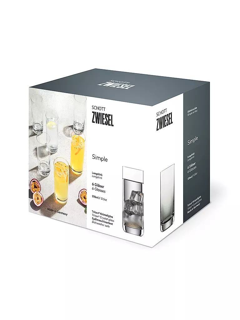 ZWIESEL GLAS | Juego de 6 vasos de tubo SIMPLE de 370 ml | 