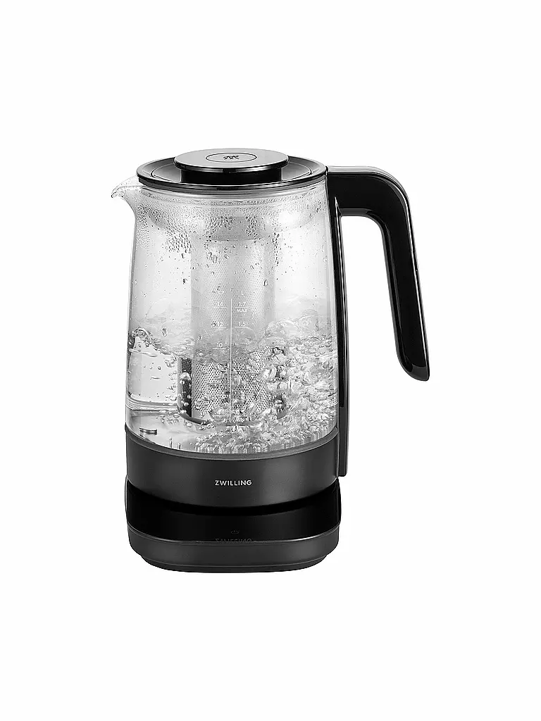 ZWILLING | Hervidor de agua con filtro para té 1,7 l vidrio / negro | Negro